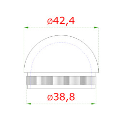 Ukončenie na trubku ø 42,4 mm, leštená nerez AISI 304 Ukončenie na trubku ø 42,4 mm, leštená nerez AISI 304